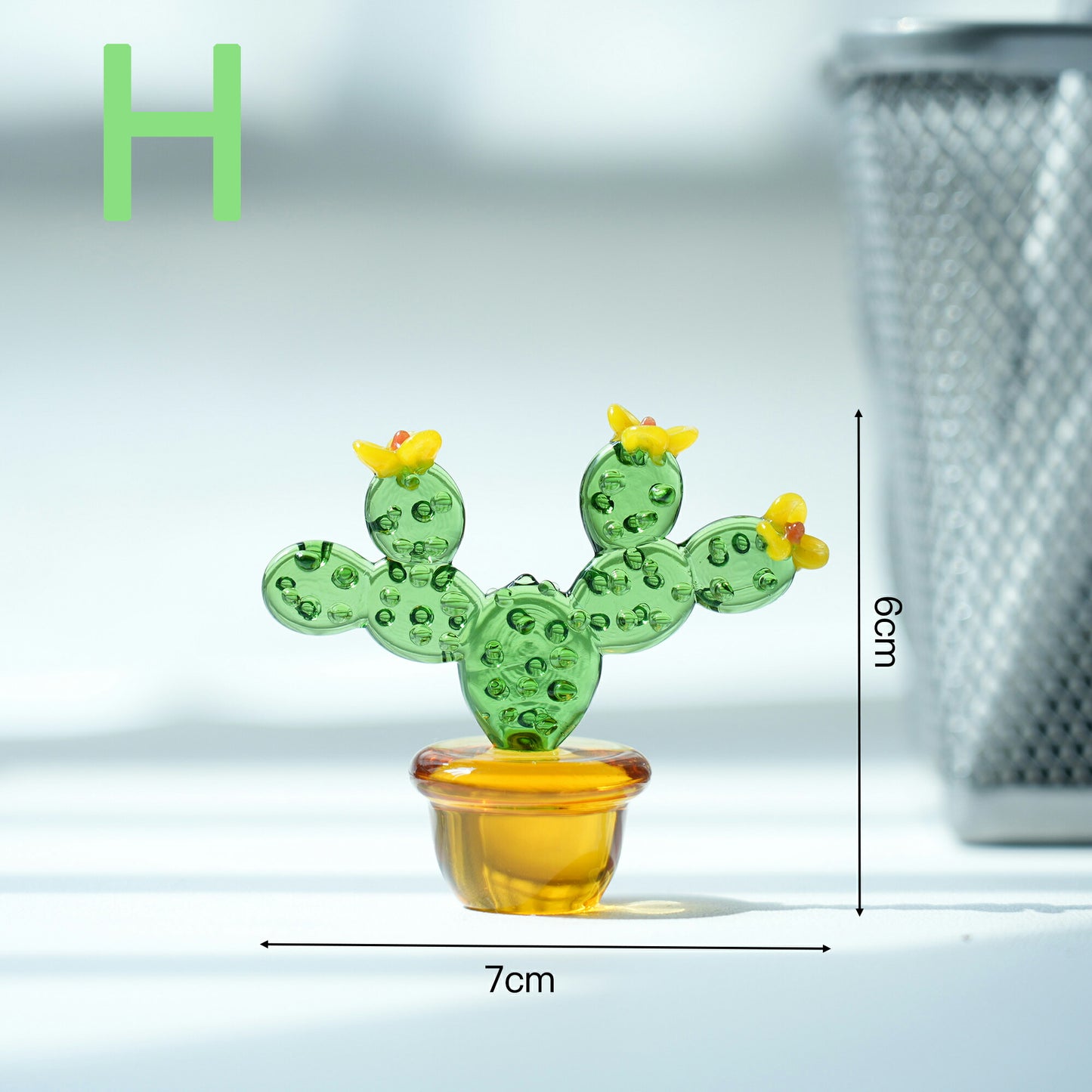 IwaiLoft サボテン オブジェ ガラス細工 置物 さぼてん 置き物 手作り ハンドメイド 植物 ミニチュア かわいい 縁起物 工芸品 風水グッズ 風水アイテム デコレーション インテリア 飾り 雑貨 おしゃれ ギフト プレゼント 母の日