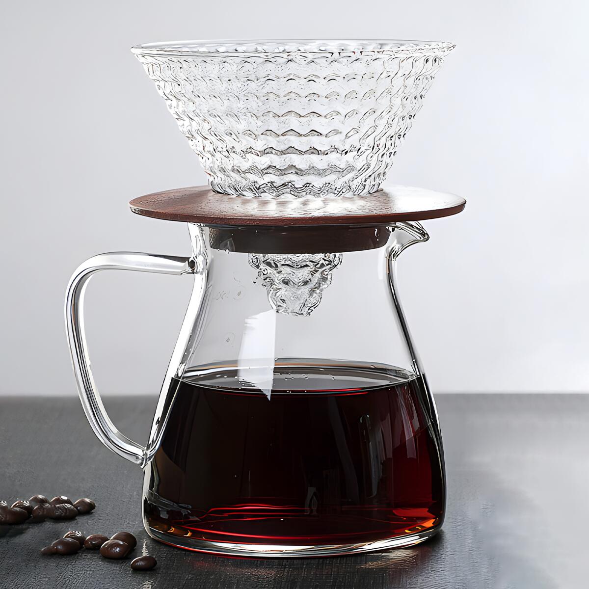 IwaiLoft コーヒーサーバー ガラスサーバー V60 ガラスドリッパー セット コーヒーポット コーヒードリッパー 耐熱ガラス 1~4cup 円錐型 ハンドドリッパー ドリッパーコーヒー コーヒー用品 珈琲 コーヒー器具 おしゃれ 北欧 プレゼント 珈琲ギフト