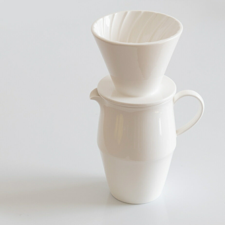 IwaiLoft コーヒーサーバー ドリッパー セット コーヒーポット 500ml V60 珈琲サーバー コーヒードリッパー 円錐型 ハンドドリッパー ピッチャー ドリップ ドリッパー 珈琲 カラフェ コーヒー器具 磁器 白い器 おしゃれ 電子レンジ 北欧 父の日 プレゼント 珈琲ギフト