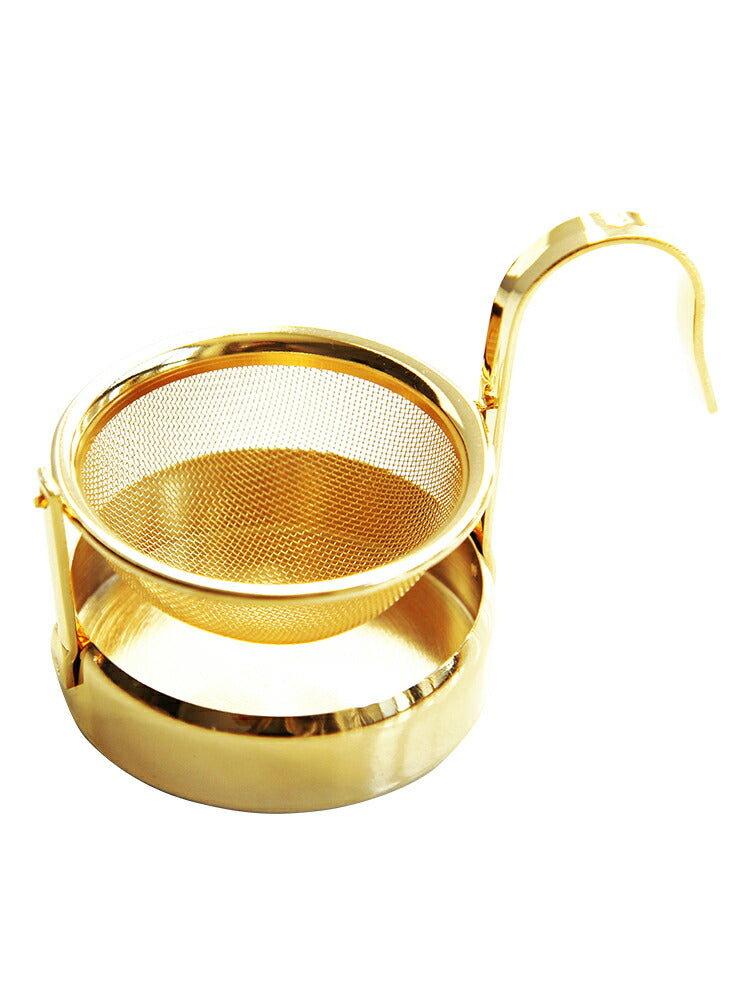 IwaiLoft 北欧 金属製 茶こし 茶漉し 回転式 ミラー 受け皿 ゴールド ティーストレーナー(茶こし)ドリッパー フィルター ティーストレーナー ガラス 紅茶 ステンレスの茶こし 急須 マグカップ ティーポット など用 取っ手付き ちゃこし 茶道具 ギフト プレゼント