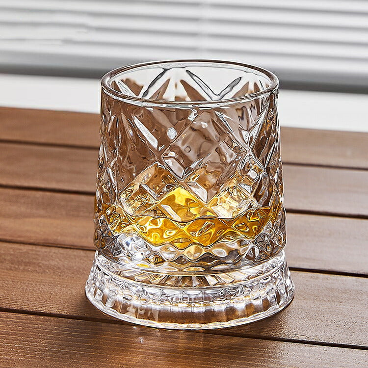 回転する 星 スピングラス ロックグラス 255ml 焼酎グラス 回転グラス 硝子 ウイスキー グラス タンブラーグラス 焼酎グラス コースター付き ストレス解消 ガラス 酒器 IwaiLoft 新品