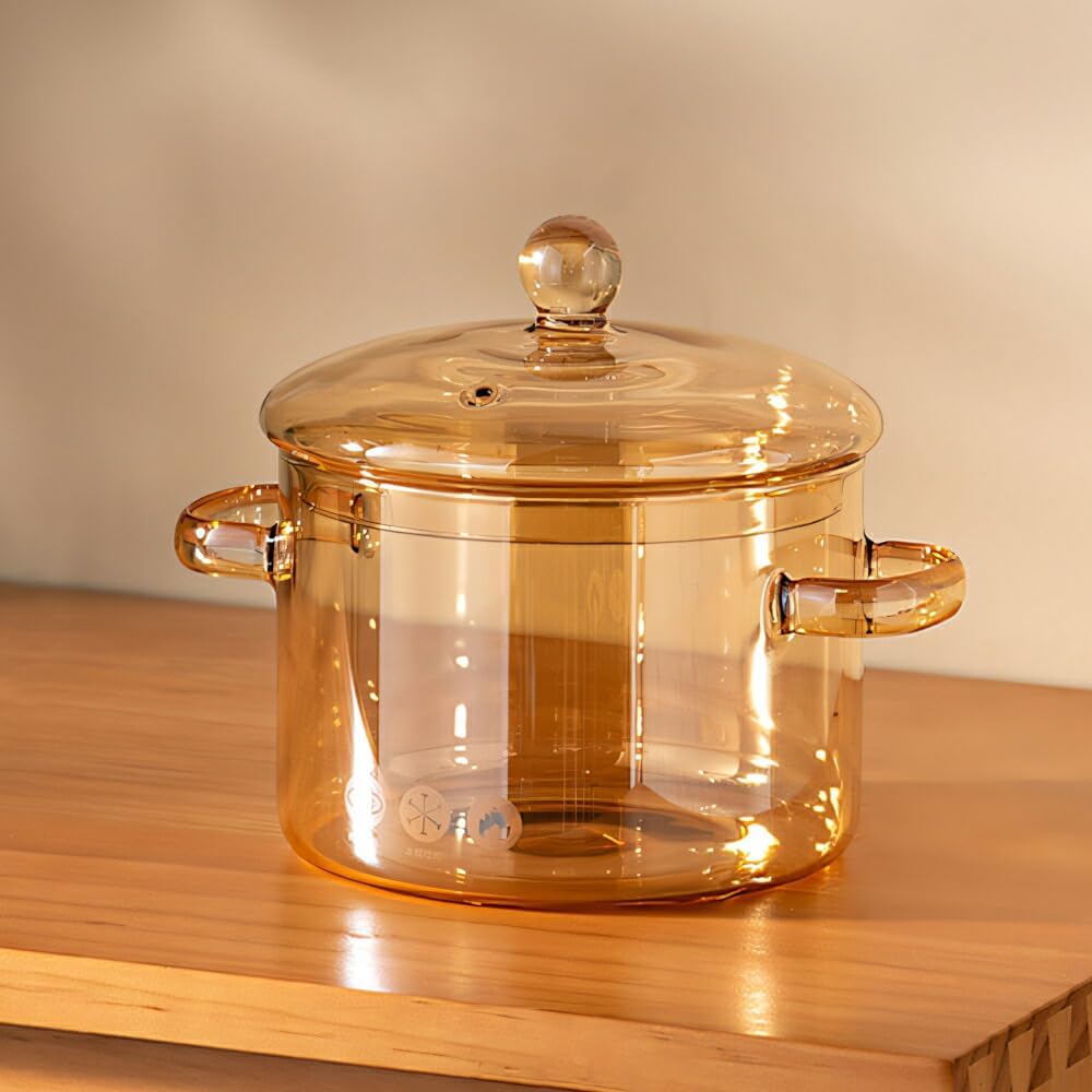 IwaiLoft【一目瞭然・直火可】耐熱ガラス 鍋 両手鍋 小 ガラス調理鍋 透明調理鍋 直火対応 スープポット ふた付き 赤ちゃん 離乳食 ガラス食器 蓋物 ふた物 小鉢 おしゃれ ガラスケース ガラス鍋 煮物椀 ガラスポット ミルクパン 透明 食洗機対応 電子レンジ使用可