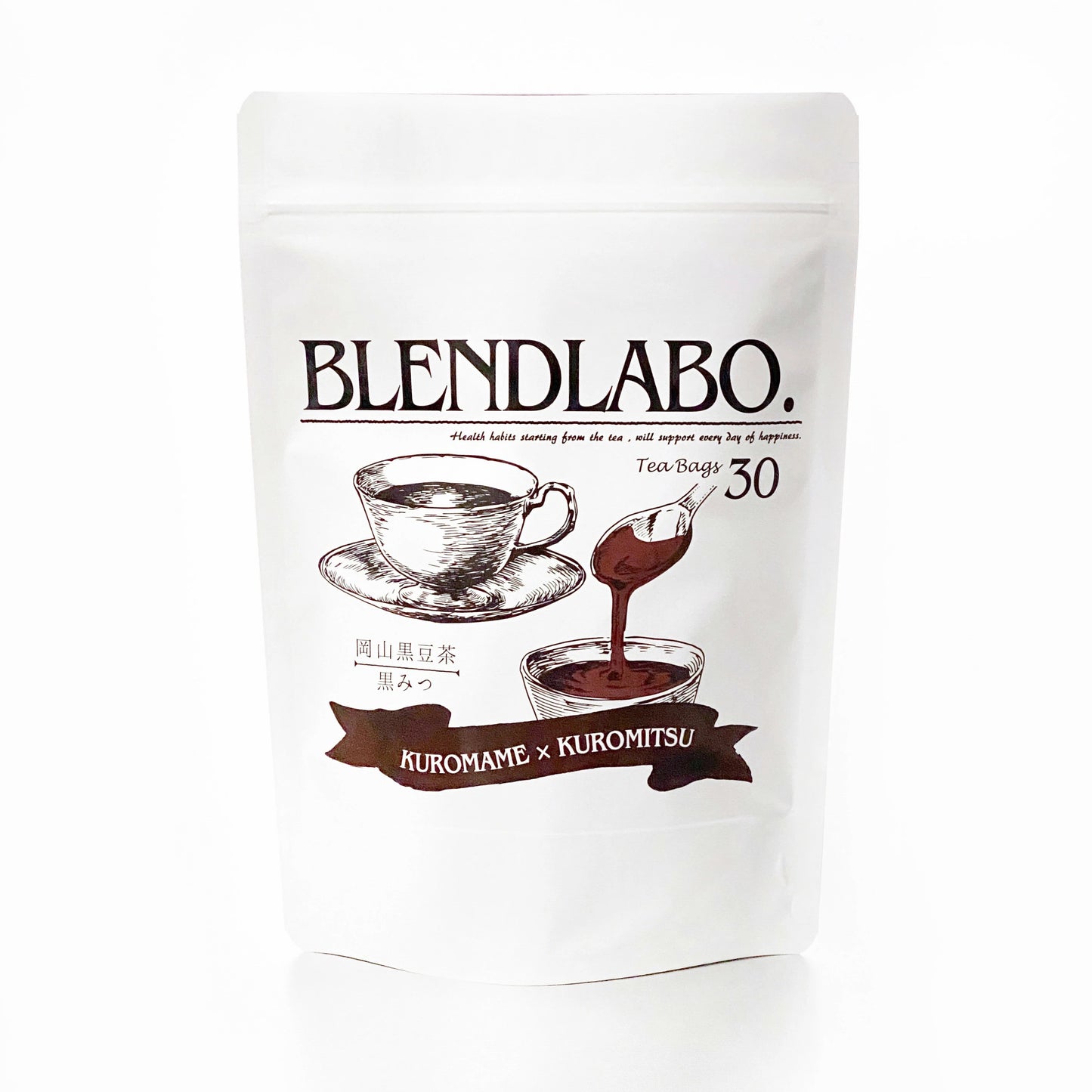 フレーバーティー黒豆茶黒みつ|カフェ|キャラメル 3g×30包|国産黒豆茶 岡山県産作州黒豆 3種風味のお茶ですノンカフェインflavored tea|kuromame ふくちゃ ブレンドラボ 送料無料 ふくちゃ