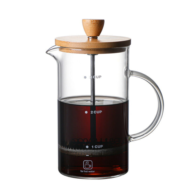 IwaiLoft ダブル コーヒープレス フレンチプレス コーヒーメーカー 竹カバー 400ml/800ml ブレイクタイム