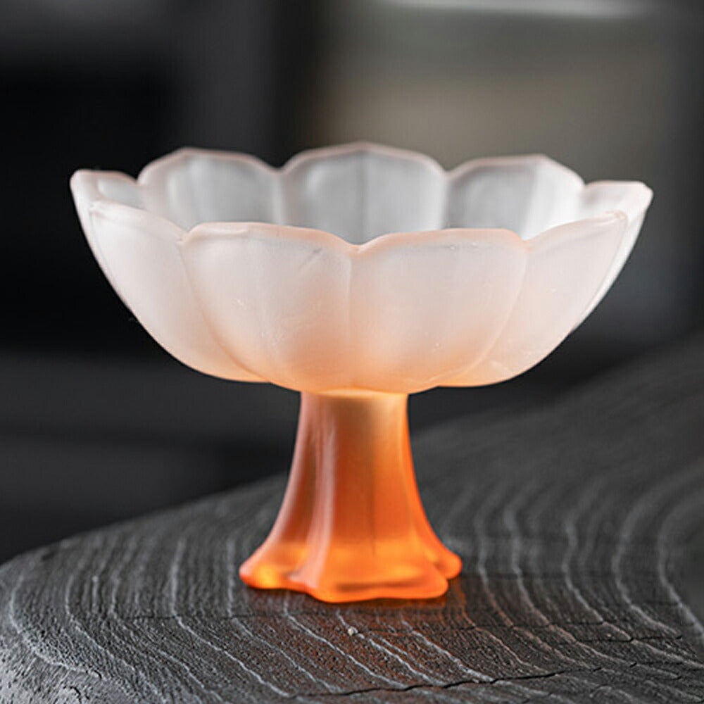 IwaiLoft 蓮の花 瑠璃 グラス 小皿 小鉢 ガラス 小さめ ゴブレット おしゃれ デザート・アミューズカップ 硝子ミニ小付 ハスの花 酒杯 足つき ミニボール 豆鉢 ガラス食器 デザート鉢 小 ガラスぐいのみ・おちょこ 硝子 冷茶グラス ティーグラス 結露しにくい