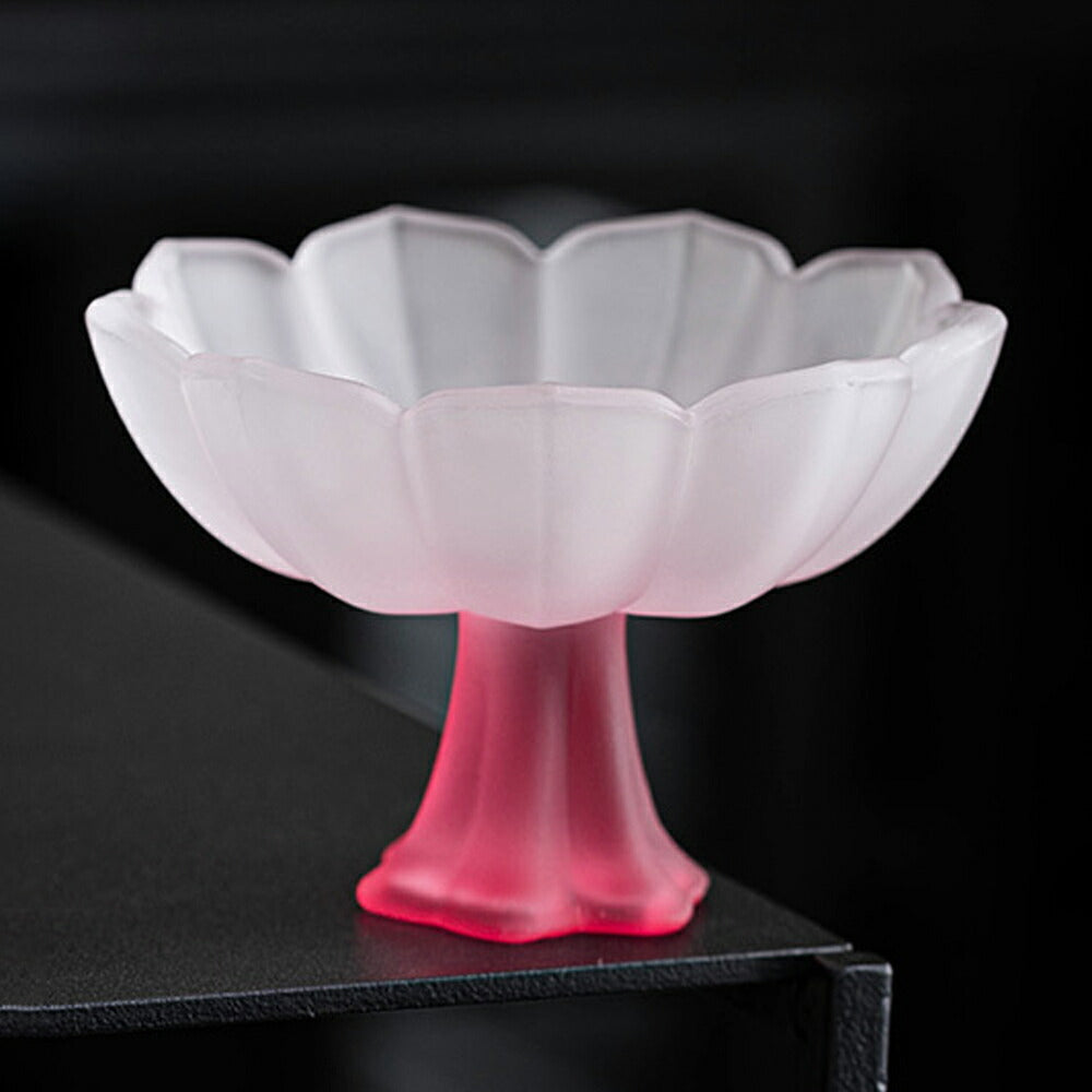 IwaiLoft 蓮の花 瑠璃 グラス 小皿 小鉢 ガラス 小さめ ゴブレット おしゃれ デザート・アミューズカップ 硝子ミニ小付 ハスの花 酒杯 足つき ミニボール 豆鉢 ガラス食器 デザート鉢 小 ガラスぐいのみ・おちょこ 硝子 冷茶グラス ティーグラス 結露しにくい