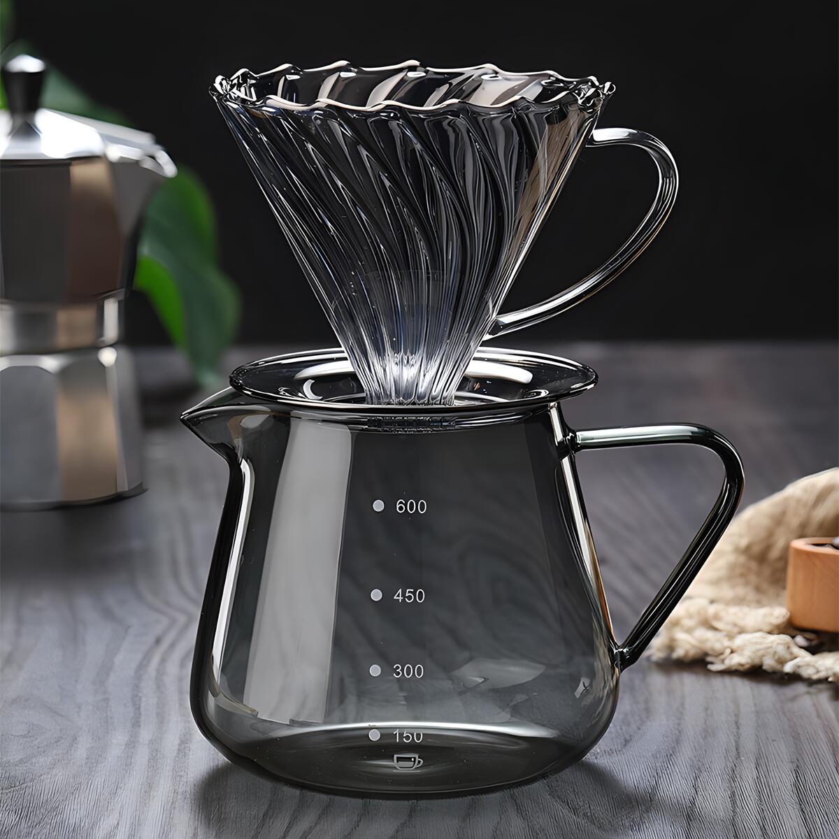 IwaiLoft コーヒーサーバー ガラスサーバー V60 ガラスドリッパー セット コーヒーポット コーヒードリッパー 耐熱ガラス 1~4cup 円錐型 ハンドドリッパー ドリッパーコーヒー コーヒー用品 珈琲 コーヒー器具 おしゃれ 北欧 プレゼント 珈琲ギフト