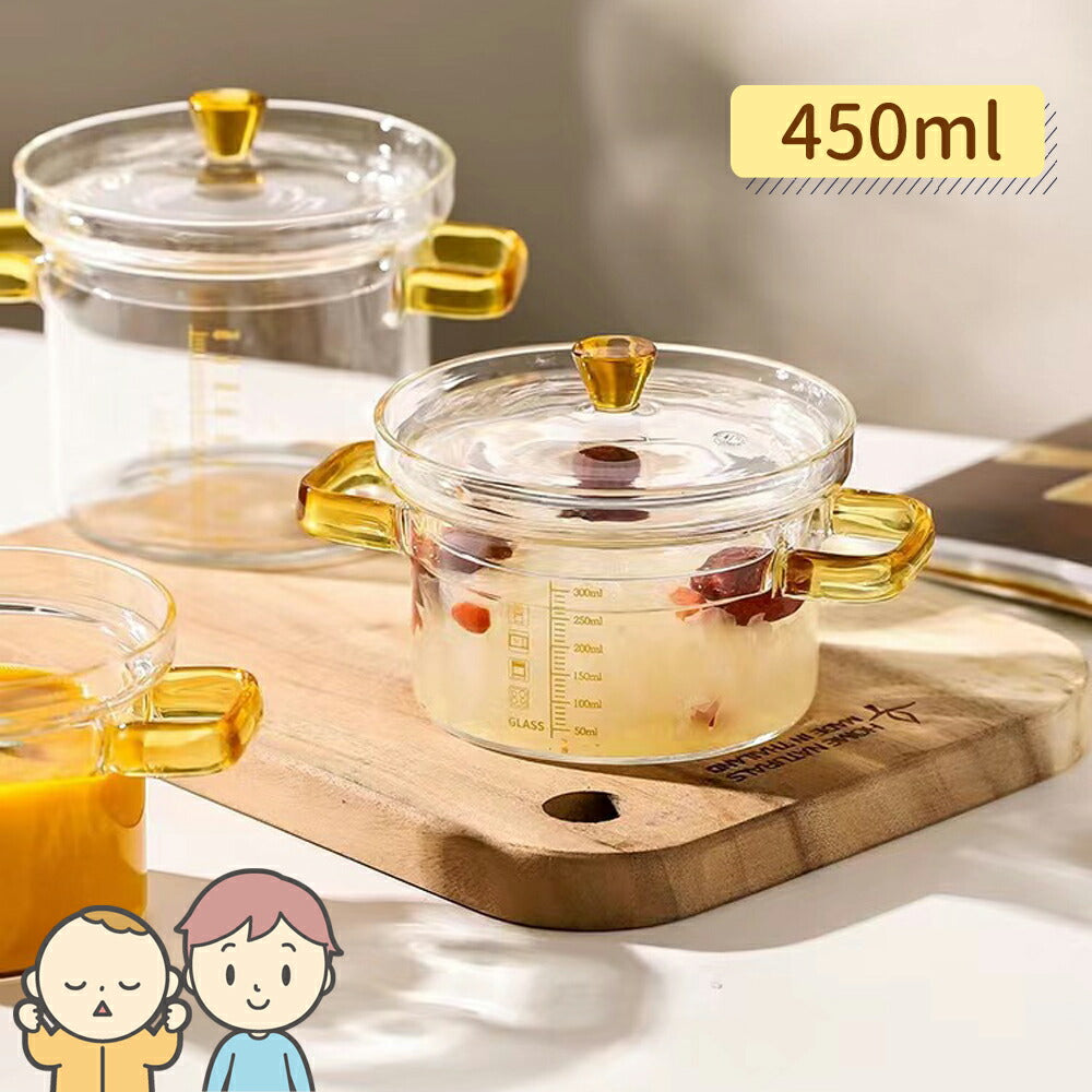 IwaiLoft 万能型 ガラスケース 耐熱ガラス 茶碗蒸し ふた付き 蒸し碗 プリンカップ 小鉢 赤ちゃん 離乳食 食器 つゆ鉢 ズフードコンテナ ガラスケース スイーツカップ パフェ キャニスター 保存容器 直火可 食洗機対応 電子レンジ使用可 150mL/300mL/450mL