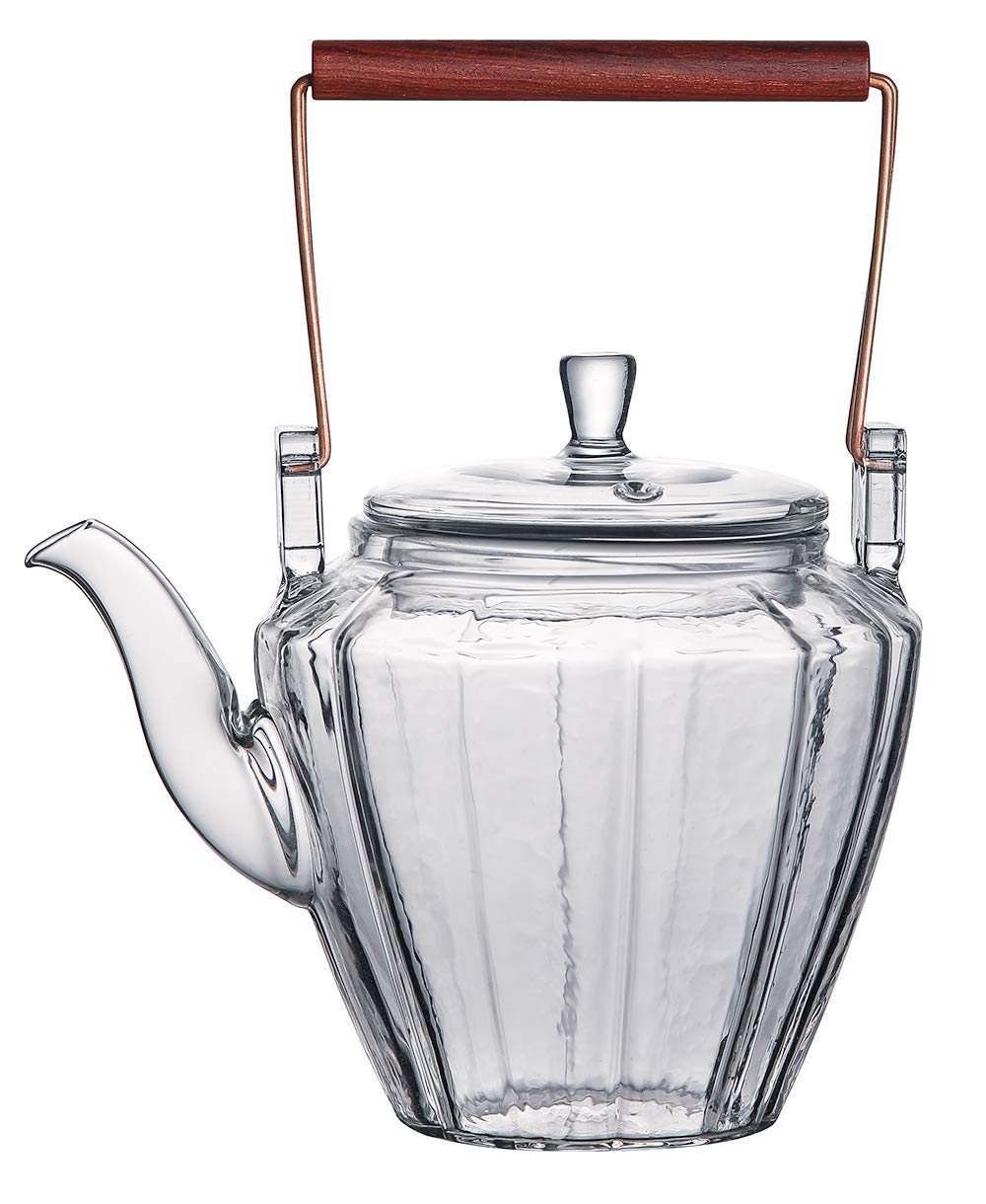 IwaiLoft 新作 耐熱ガラス ティーポット ガラス急須 金針茶こし付き ガラスポット 手作り ジャンピング ナチュラル 紅茶ポット フルーツティー 花茶 工芸茶 ハーフティー にオススメ 【直火可】【送料無料】【石玉】