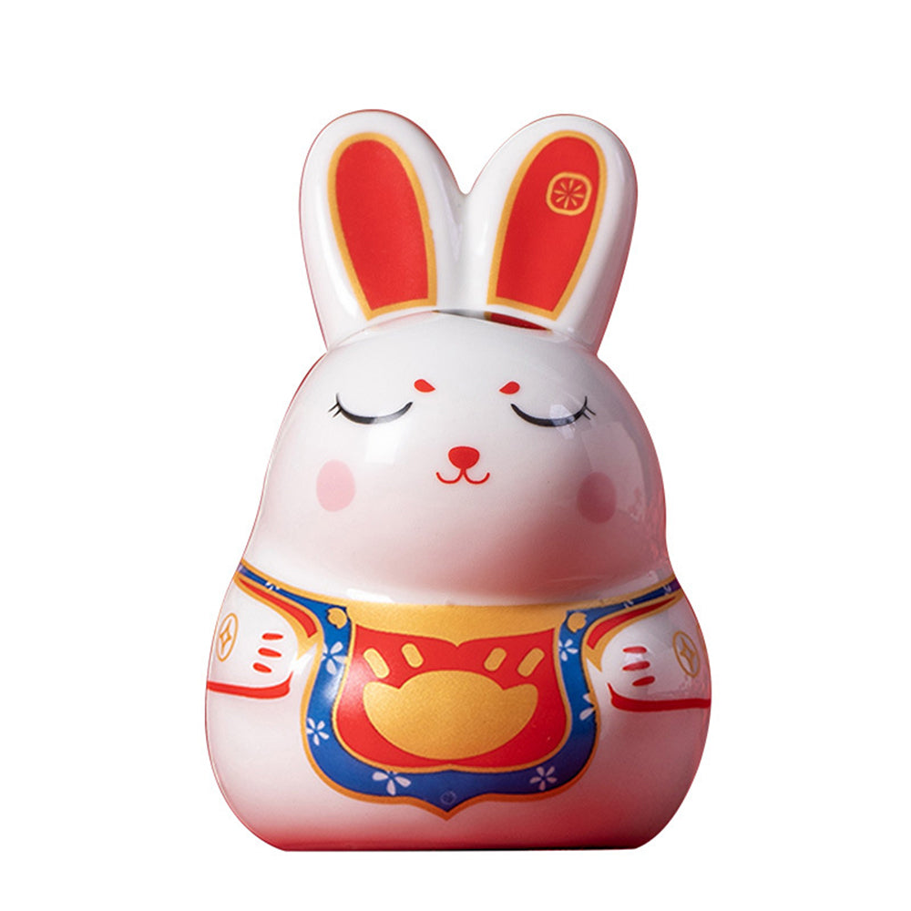 IwaiLoft 2023年 ウサギ 置物 陶器 手作り オブジェ かわいい 縁起物 工芸品 民芸 風水グッズ 風水アイテム 彫像 陶磁器 茶玩 茶ペット 子供 誕生日 プレゼント 縁起の良い干支グッズとして