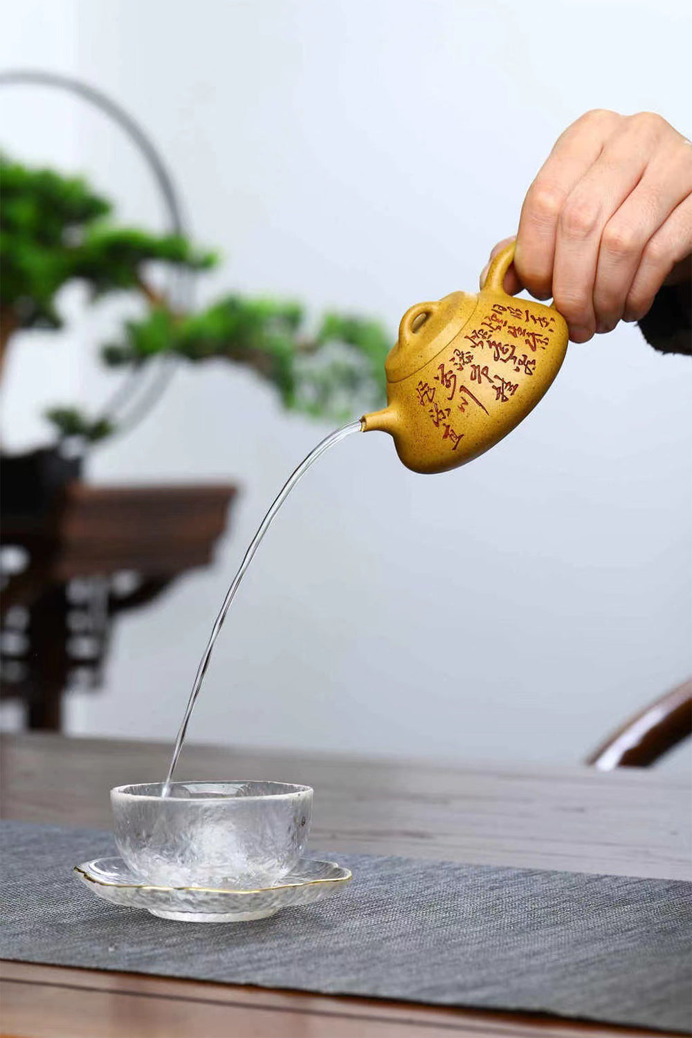 IwaiLoft 本番 中国宜興 紫砂 茶壺 急須 オシャレ 紫砂壷 中国茶器 黄金段泥 石瓢 彫刻 ハンドメイド・手作り