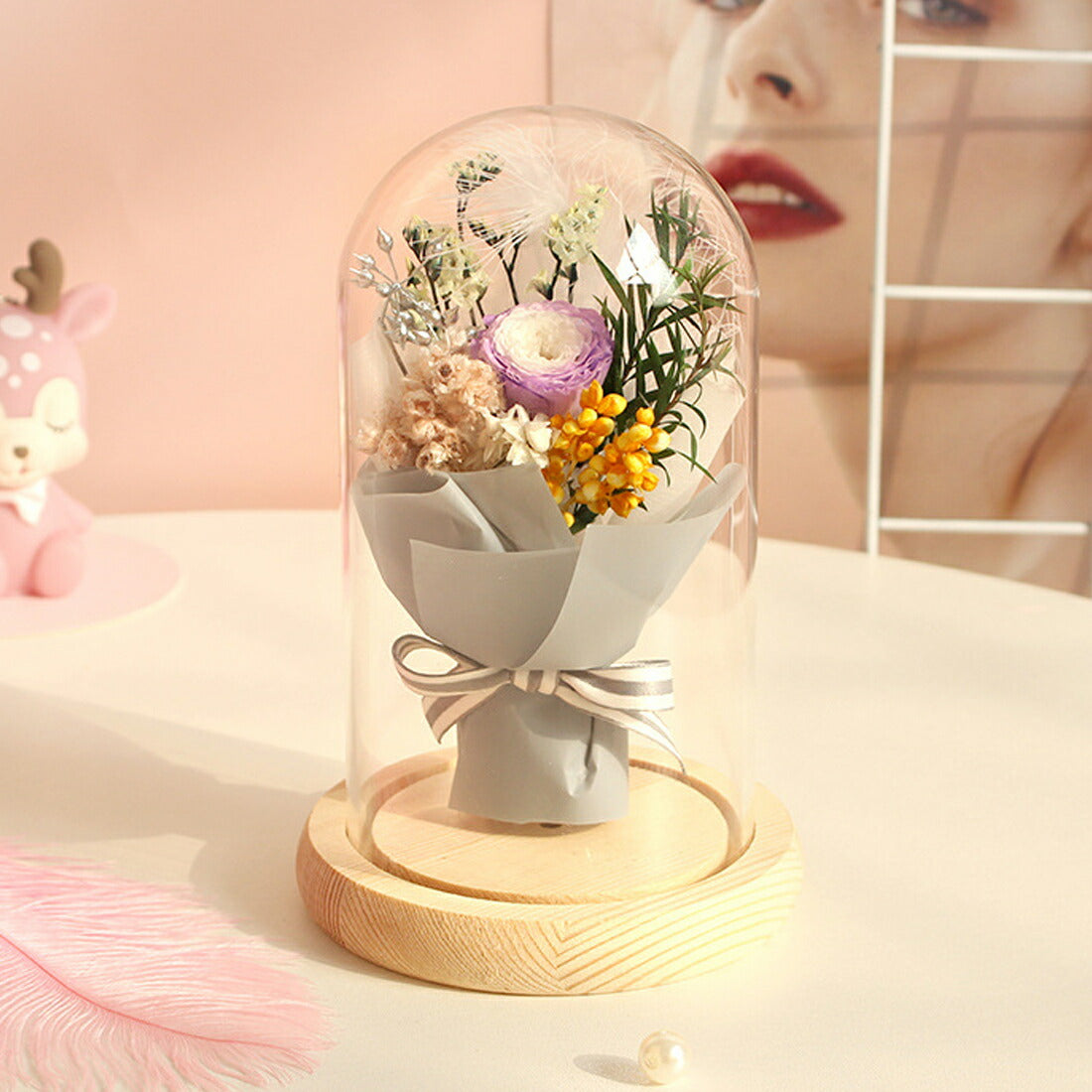 IwaiLoft オーステン プリザーブドフラワー ギフト 花束 バラ プレゼント 枯れないお花 ボトルフラワー 誕生日プレゼント・お祝い・発表会・贈り物に ガラスドーム 母の日 彼女 妻 プレゼント 誕生日 結婚祝い フラワー インテリア 縁起物