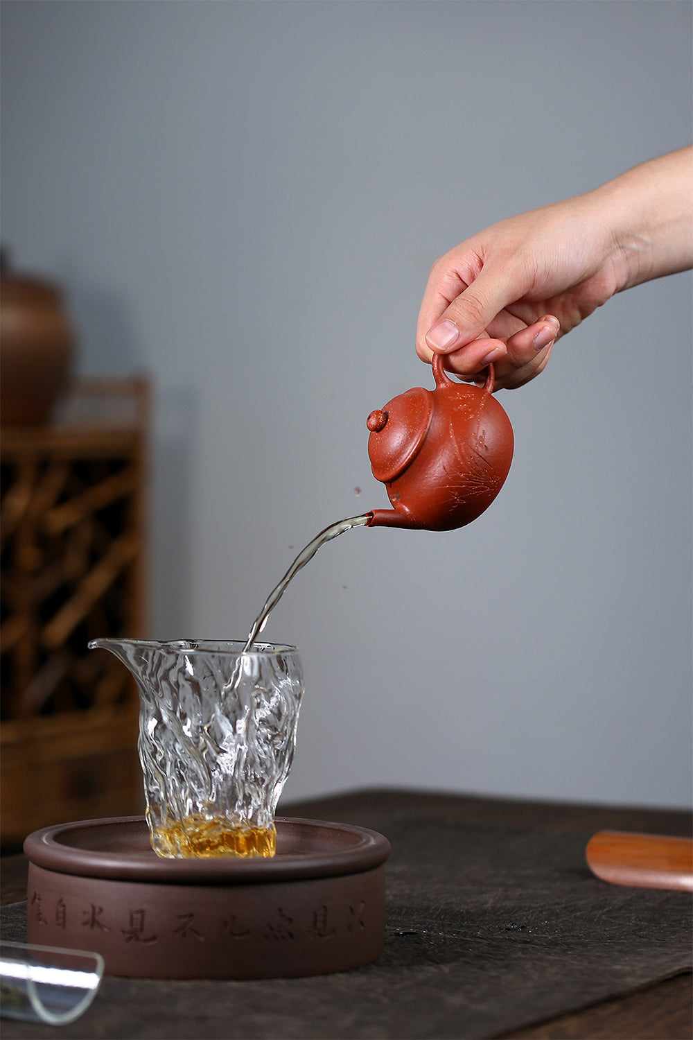 IwaiLoft 本番 中国宜興 紫砂 茶壺 急須 オシャレ 紫砂壷 中国茶器 竹彫刻 ハンドメイド・手作り