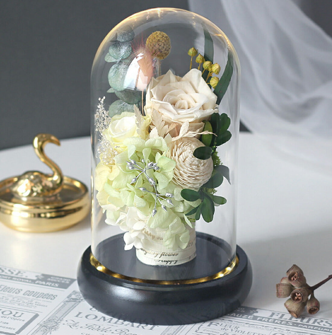 IwaiLoft 和風 プリザーブドフラワー ギフト 花束 バラ プレゼント 枯れないお花 ボトルフラワー 誕生日プレゼント・お祝い・発表会・贈り物に ガラスドーム 母の日 彼女 妻 プレゼント 誕生日 結婚祝い フラワー インテリア 縁起物