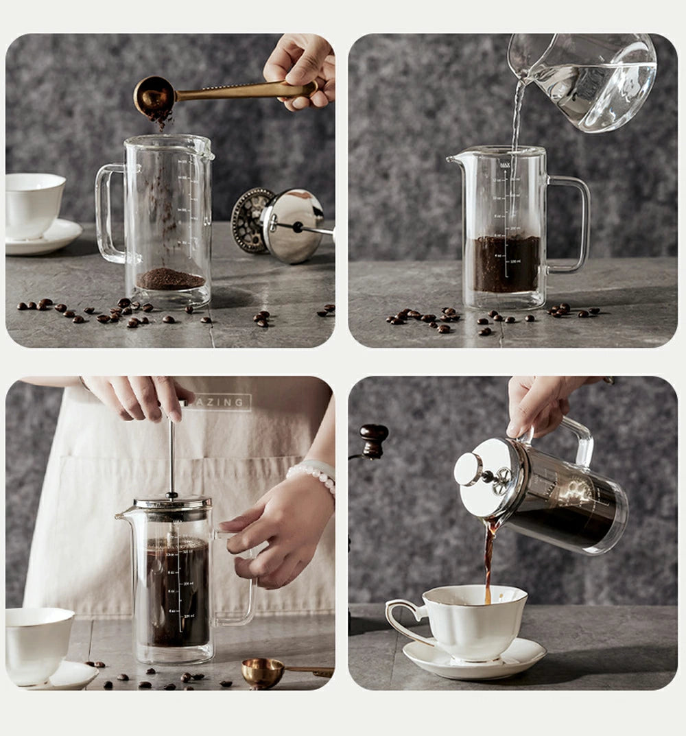 IwaiLoft ダブル コーヒープレス フレンチプレス コーヒーメーカー 350mL/600mL ブレイクタイム