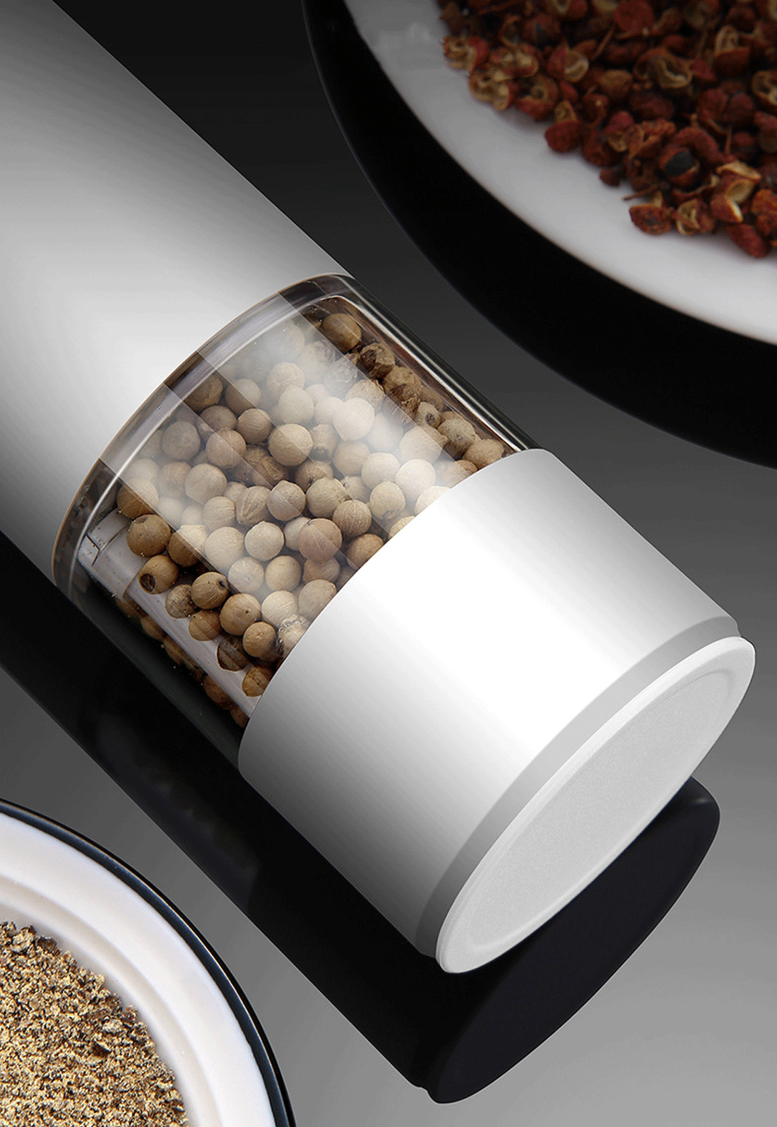 IwaiLoft 新作 電動ミル マルチミル USB電式 ペッパーミル ソルトミル 岩塩 胡椒 セラミック刃 6段階調節 おしゃれ スパイスミル コショウ 粗さ調整 胡椒挽き 塩挽き こしょう 粗びき 香辛料 岩塩 調理器具 おしゃれ