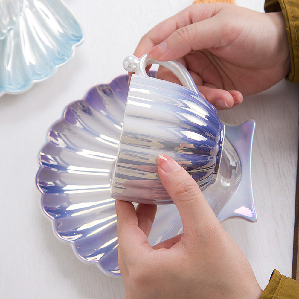 【店売碗皿人気No.1】 IwaiLoft オパールシェル カップ&ソーサー おしゃれ コーヒーカップ セット 陶器 ティー・コーヒーカップ&ソーサー 食洗機対応 モダン コップ ティーカップ 電子レンジ対応 マグ 人気 ギフト 御祝 結婚祝 出産祝 新築祝 記念品 業務用でも可能/喫茶店/飲食店