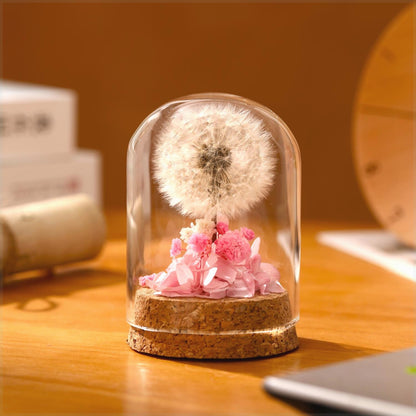IwaiLoft「愛の神託」Mini プリザーブドフラワー タンポポ たんぽぽ 蒲公英 ガラスドーム ガラスボトル ギフト 敬老の日 父の日 母の日 プレゼント 枯れないお花 ボトルフラワー 彼女 妻 ギフト 結婚祝い 誕生日プレゼント・発表会・贈り物 フラワー インテリア  お供え花 ホワイト系