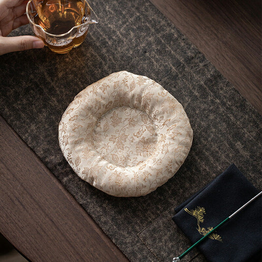 綿製 鍋敷き 鍋つかみ ポットマット 丸形 ティーポット マット 急須置き ポットホルダー 鍋敷き キャンバス なべしき 釜敷き 鍋布き 鍋置き トリベットポットのコースター コップのコースター コットン 北欧 かわいい キッチン雑貨 素朴 温かみ シノワズリ 茶道具 IwaiLoft