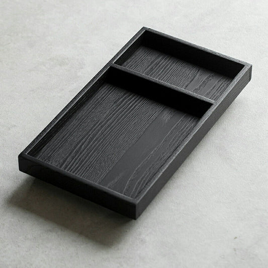 黒 トレー 角型 皿 トレイ ブラック プレート 木製 ウッドトレー 大 40cm 卓上収納トレー  カフェトレー ティートレー  おしゃれ  お盆 長方形 アクセサリートレー 敷台 受け台 小物入れ 玄関 内祝い シノワズリ レトロ 中華風 小物収納 茶室 茶芸 お稽古 IwaiLoft