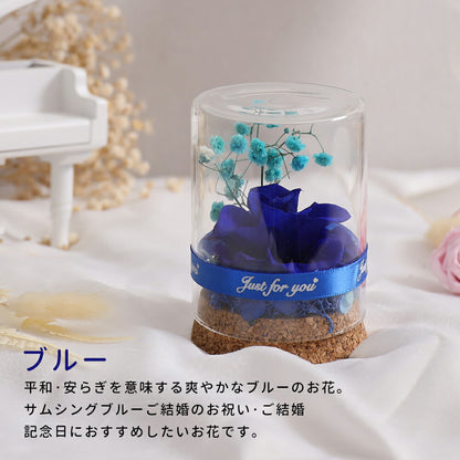 IwaiLoft mini Preserved Flower Gift Bouquet Rose Present Non-withering Flower Bottle Flower Birthday Gift, Celebration, Recital, Gift Glass Dome Mother's Day Girlfriend Wife Present Birthday Wedding Gift Flower Interior Good Luck