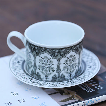 【豪華な中世貴族風・200ml】マグカップ コーヒーカップ ティーカップ モーニングカップ ソーサー付き 茶托付き コーヒーマグ スープカップ 花柄 白 彼女 誕生日プレゼント 新居 祝い 母の日 ギフト カフェ風 お家カフェ シノワズリ レトロ フランススタイル  IwaiLoft