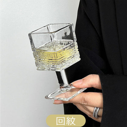 Freefour・SNSで話題 グラス ガラス ゴブレット 高足 脚付グラス 四方 角型 デザートカップ コーヒーグラス アイスクリームコップ フリーカップ ワイングラス ブランデーグラス シャンパングラス ティーコップ ティーグラス カクテルグラス 母の日 プレゼント IwaiLoft