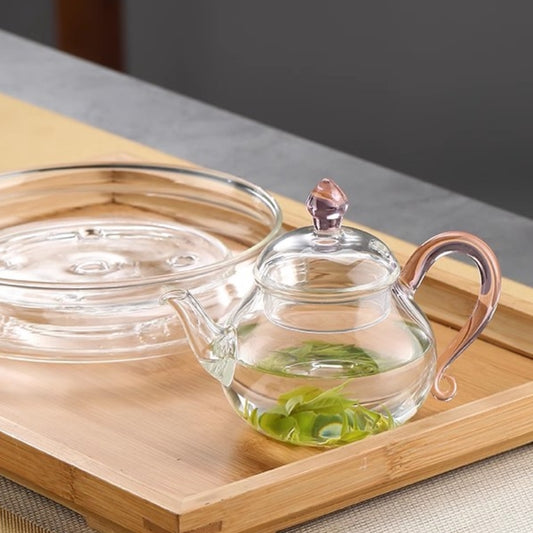 IwaiLoft『東方美人』手づくりの美しさ ガラス急須 ガラスティーポット 小 1人用 耐熱ティーポット ガラス 醬油ポット 醬油差し 北欧 おしゃれ ピンク ジャンピング 紅茶ポット フルーツティー 麦茶 お茶 お茶ポット 中国茶 茶器 直火可 母の日 プレゼント ギフト