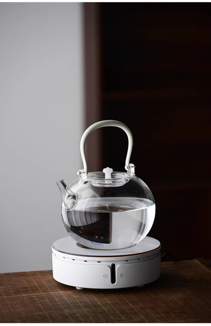 【直火可・1350ml・雪】IwaiLoft ガラスケトル 耐熱 ガラス ティーポット ヤカン 直火対応 湯沸かし 手作り おしゃれ ガラスポット ガラスティーポット 大容量 ジャンピング 紅茶ポット ガラス急須 茶考具 フルーツティー 麦茶 花茶 にすすめ直火可 母の日 プレゼント ギフト