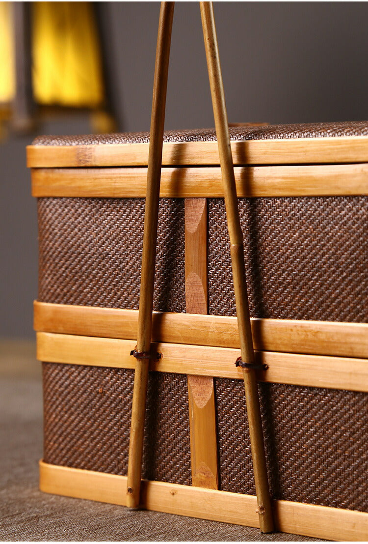 凛とした佇まいが美しいかご 竹 かご ハンドル付き 一段 二段 三段 重箱 丸 四角 漆塗り 手作り 行楽弁当箱 おせち 竹籠 バスケット手提げ アウトドア 竹かご ピクニックランチボックス お正月 迎春 花見 竹細工 和風収納 小物収納 茶道具 インテリア 清境Carft