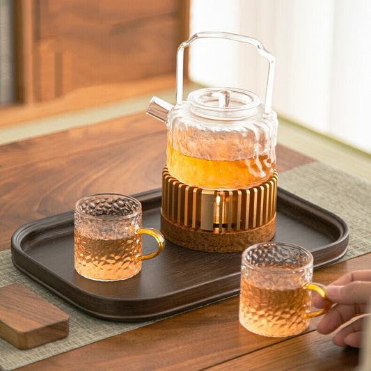 IwaiLoft 430ml 耐熱ガラス ティーポット 急須 ガラス ティーウォーマー キャンドルスタンド 保温 ウォーマー ポットウォーマー 紅茶ポット ガラスポット 直火対応 ティーウェア  母の日プレゼント