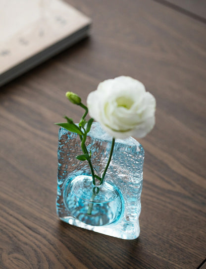 IwaiLoft Heart of the Ocean 手作り 花瓶 ガラス 一輪挿し フラワーベース 海の心 ミニ 小 インテリア おしゃれ 水栽培 ボトル