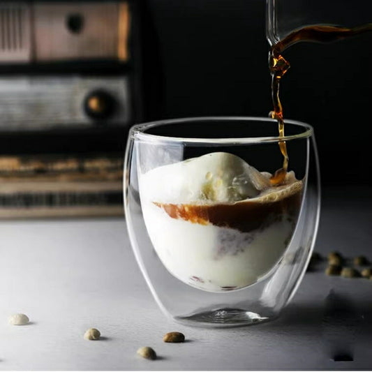 【1点のみ】 IwaiLoft ダブルウォールグラス 80ml グラス ガラス コップ 小サイズ かわいい デザートカップ ティーグラス 冷茶グラス 結露しにくい 二重グラス ティーコップ ガラス食器 来客用 誕生日 母の日プレゼント お祝い