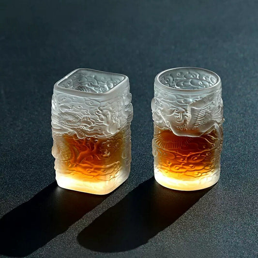 IwaiLoft 龍 四方 マルチカップ ぐい呑み  おちょこ お猪口 盃 日本酒 お酒 冷茶グラス 鳳凰 蕎麦猪口  湯呑み ぐいのみ 茶杯 お茶 カップ コップ グラス ティーカップ ティーコップ 来客用 お茶用品 ティーウェア 中国茶器 台湾茶器 贈り物にも 食洗機対応