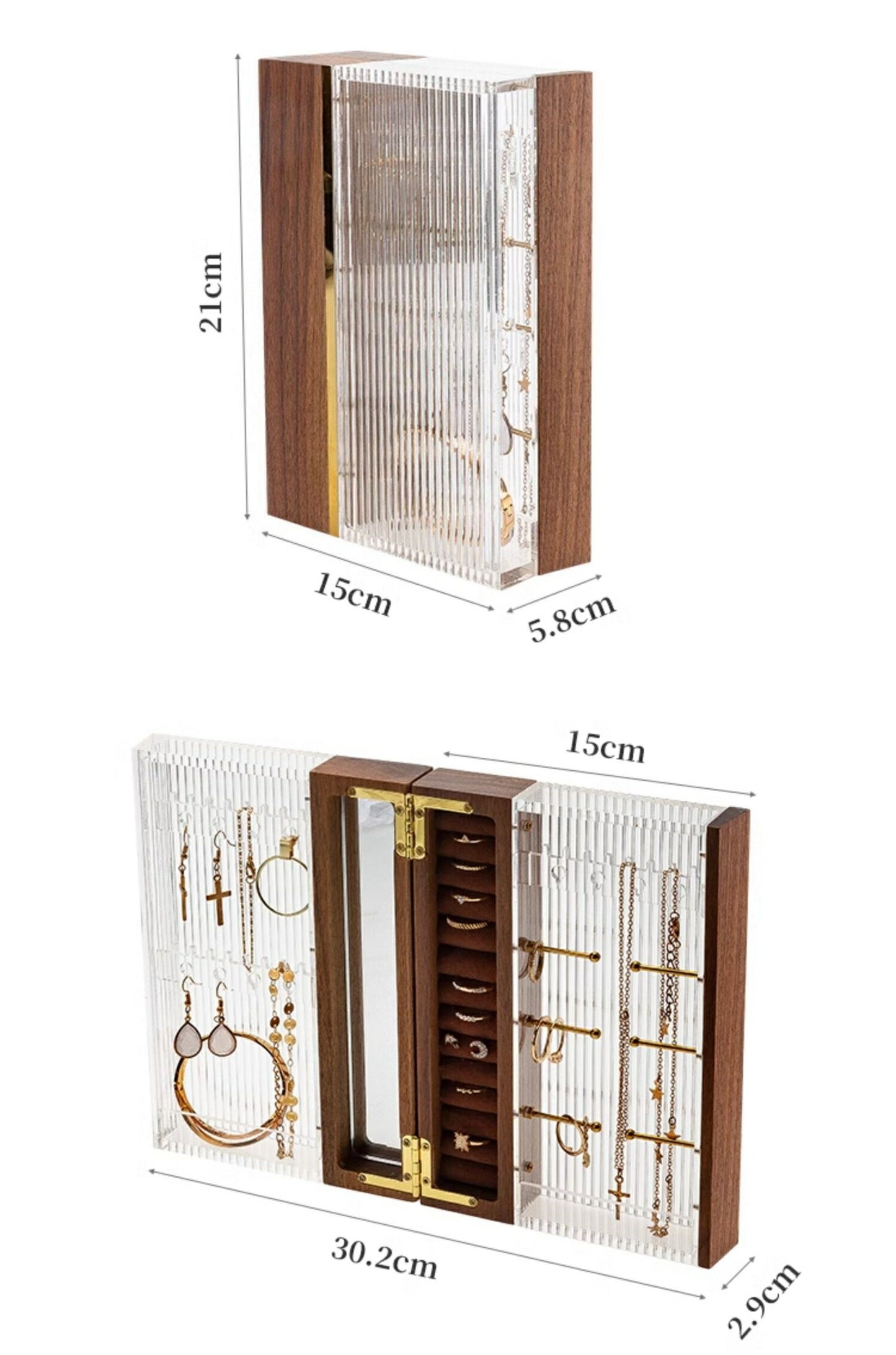 IwaiLoft 縦式 ジュエリーボックス アクセサリーケース 木製  
