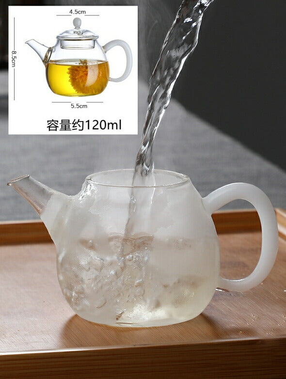 IwaiLoft ガラス急須 120ml ガラスティーポット 小 1人用 耐熱