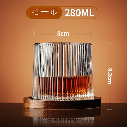 IwaiLoft スピングラス ロックグラス  回転する 焼酎グラス 回転グラス 硝子 ウイスキー グラス タンブラーグラス 焼酎グラス コースター付き ストレス解消 酒器