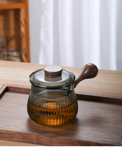 IwaiLoft ワンタッチ ティーポット 耐熱ガラス ガラスティーポット コーヒーサーバー 横手 ガラスポット ガラス急須 400ml ガラス 急須 ガラスポット 平急須 広口 湯冷まし 紅茶ポット 日本茶 ルイボスティー  緑茶 リーフティーポット ハーブティーポット おすす め 直火可