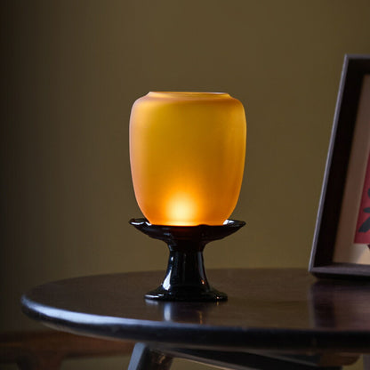 IwaiLoft CANDLE HOLDER キャンドルホルダー キャンドルスタンド 無限夢ゆめ 耐熱ガラス 高足 高台 ティーライトホルダー キャンド立て 癒し 装飾 キャンドル立て キャンドルランプ  アンバー パーブル 琥珀 雰囲気作り おし ゃれ アンティーク レトロ調 茶芸 茶席