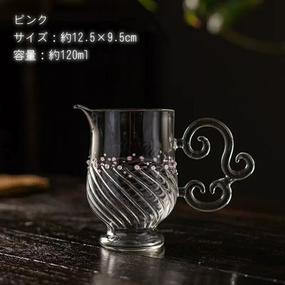 IwaiLoft Glass Art 春音 ガラスピッチャー 耐熱ガラス 片口 120ml 徳利 酒器 日本酒 片口注器 ミルクピッチャー 小鉢 取り鉢 片口鉢 手作り 和食器 シンプル 中国茶器 公道杯 ティーサーバー 茶海 分茶器