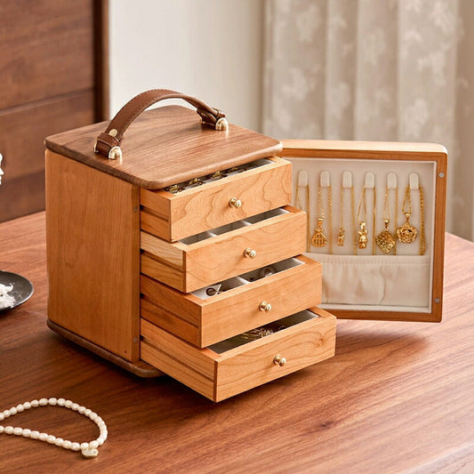 一生物 ジュエリーボックス アクセサリーケース 指輪ケース リング ボックス ピアスケース 指輪ケース 4段 木製 仕切り 大容量 銘木 ウォッチボックス 時計ケース 腕時計収納 ウッドケース 宝石箱 指輪 リング ピアス ネックレス 母の日 プレゼント 彼女 ギフト IwaiLoft
