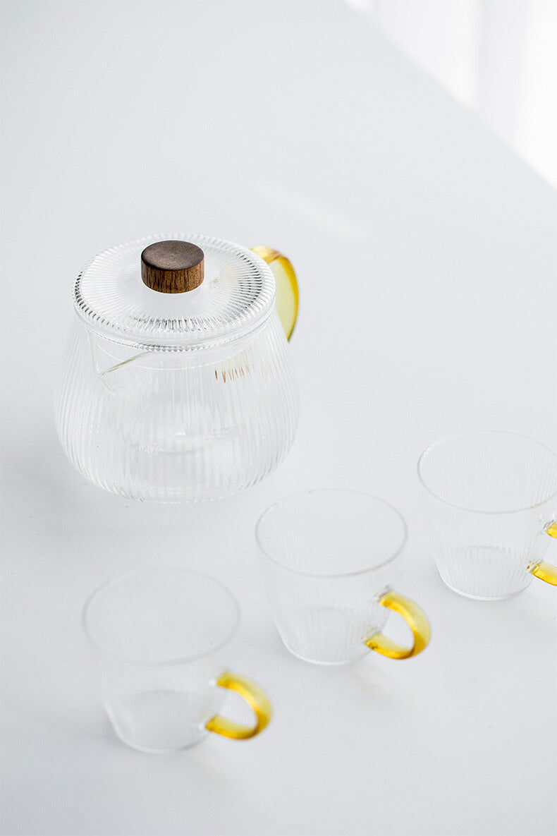 なつめ 直火 新作 耐熱ガラス ティーポット 筋紋 筋入 ガラス ガラスポット ガラス急須 小 500ml 600ml 茶こし付き 木製つまみ 紅茶ポット コーヒーサーバー コーヒーポット ガラスピッチャー 片口 酒器 ハーブティー ポット アフタヌーンティー 母の日 プレゼント IwaiLoft