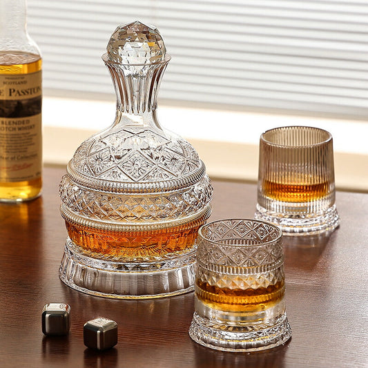 回転する 星 ワインデキャンタ ワインデカンタ  ワインボトル ワインブリーザー カラフェ デキャンタージュ デキャンタ 細口 縦型 蓋付き カラフェ スピングラス ロックグラス タンブラーグラス 回転グラス 焼酎グラス 水出しポット 冷茶ポット 冷茶ボトル 酒瓶  IwaiLoft