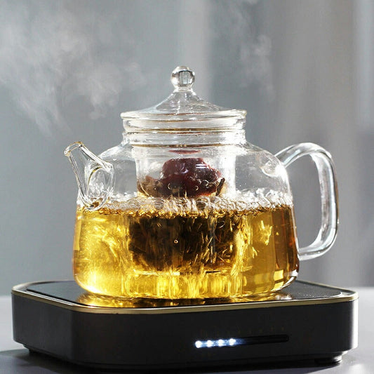 Mongolianyurts 耐熱ティーポット ガラス 直火 1300ml 1.3L 1600ml ガラスティーポット 耐熱ガラス やかん 薬膳 大容量 煮出し 湯沸かし器 薬膳ポット 透明 ジャンピング 紅茶ポット 蒸茶 煮茶 に 母の日 ギフト お茶のある暮らし お茶の時間IwaiLoft