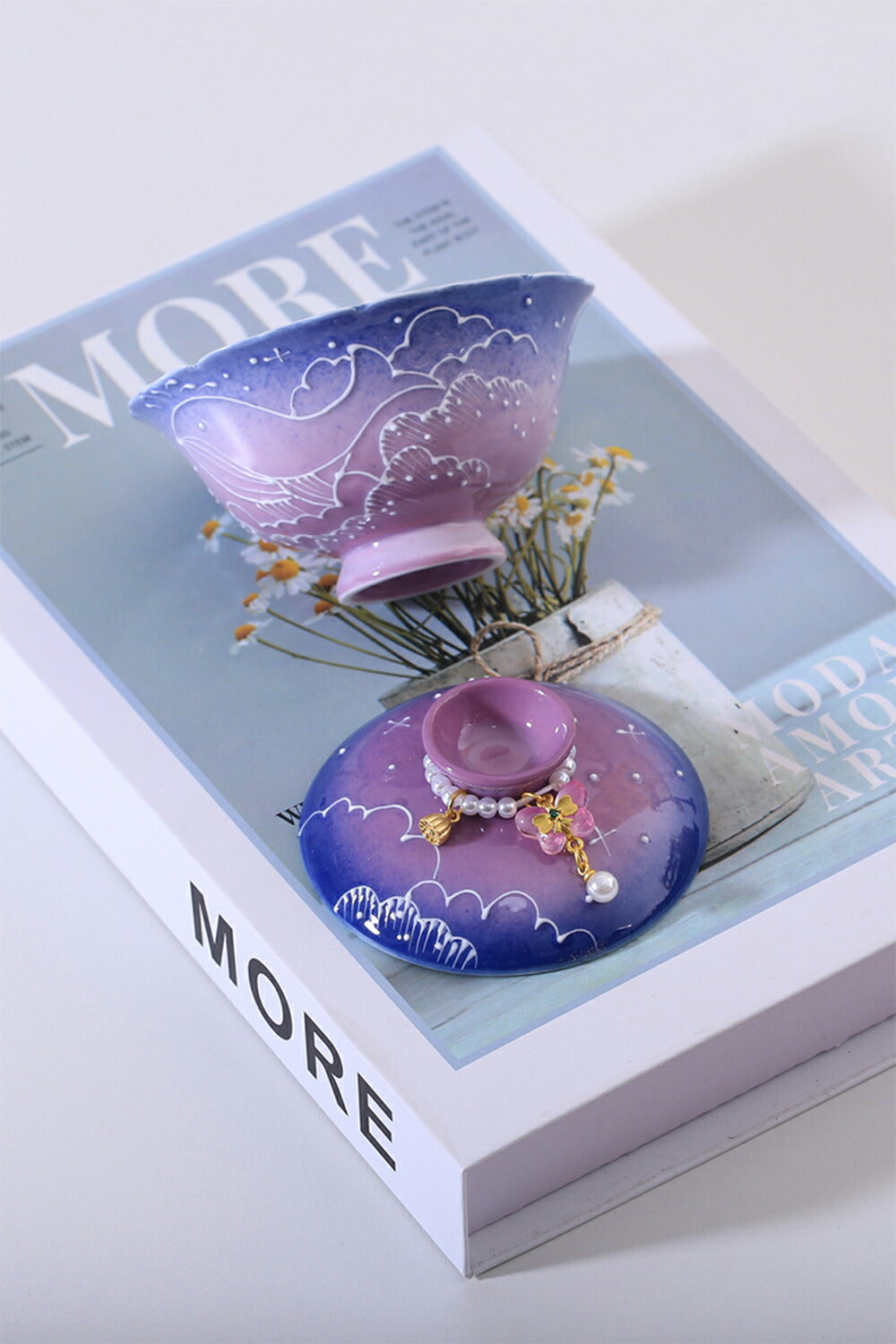 金魚・夢！ 蓋物 蓋付碗 珍味入れ 宝瓶 蓋碗 湯冷まし パーブル 紫 茶器 磁器 中国茶器 台湾茶器 紅茶 緑茶 シノワズリ 茶器 スープ椀 スープボウル 蓋付 グラス 菓子椀 ボウル 茶碗 宝瓶 フリーカップ お碗 抹茶茶碗 茶碗蒸し 茶芸  母の日 ギフト IwaiLoft