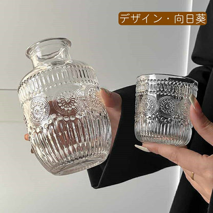 グラス&冷水筒 ガラスサーバー 小 ガラスポット モーニンググラス ピッチャー 440ml 150ml コーヒーサーバー 麦茶ポット ウォーターピッチャー ウォーターカラフェ 小 透明 フローラガラス ジャグ 水差し ドリンクピッチャー ピクルスポット 一人暮らし IwaiLoft