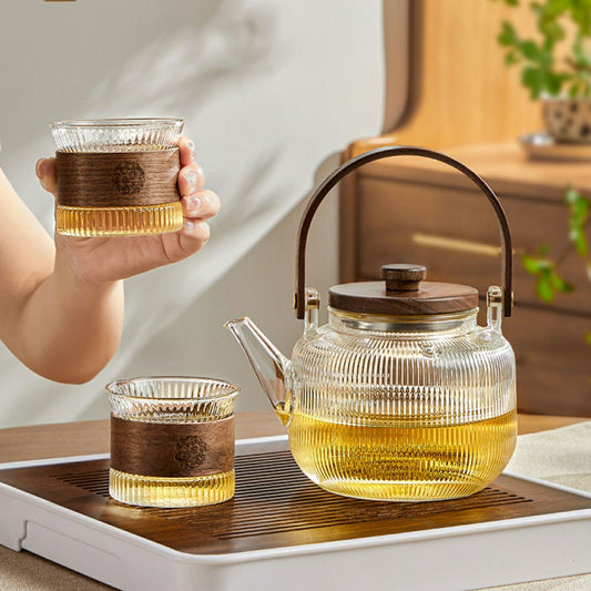 モール ガラスティーポット 900ml ガラスケトル 耐熱 ガラス ティーポット 木 ティーポット 湯沸かし 手作り おしゃれ ガラスポット 大容量 紅茶ポット ガラス 急須 透明 アフタヌーンティー 茶芸 フルーツティー 花茶 母の日 プレゼント IwaiLoft