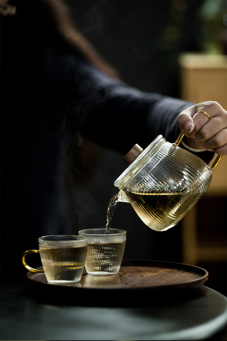 なつめ 直火 新作 耐熱ガラス ティーポット 筋紋 筋入 ガラス ガラスポット ガラス急須 小 500ml 600ml 茶こし付き 木製つまみ 紅茶ポット コーヒーサーバー コーヒーポット ガラスピッチャー 片口 酒器 ハーブティー ポット アフタヌーンティー 母の日 プレゼント IwaiLoft