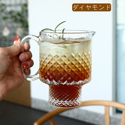 SNSで人気 グラス ガラスマグ マグカップ ガラスコップ 大 コーヒーカップ 600ml ドリンクサーバー 向日葵 かわいい ミルクカップ ピッチャー モーニングカップ フローラガラス コーヒーサーバー コーヒーポット ガラスサーバー 小 透明 ウォーターカラフェ IwaiLoft