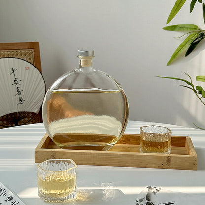 The Moon 蓋付き ガラス瓶 ガラス ティーポット 丸 水出しポット ワインボトル型 透明 250ml 500ml ガラスポット 紅茶煎茶 緑茶 氷出し 水出し煎茶 冷茶ポット 冷茶ボトル 囲炉煮茶 ガラス器 酒ガラスびん 酒瓶 ワイン瓶 空瓶 果実酒びん 小 仕分け ガラス容器 IwaiLoft